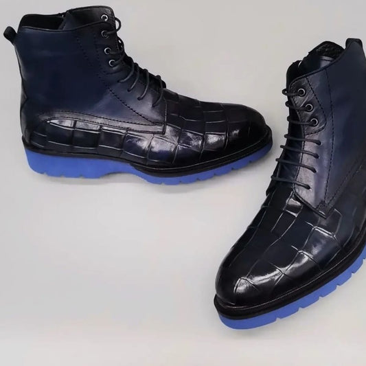 Boots Leather Midnight Blue Crocodile