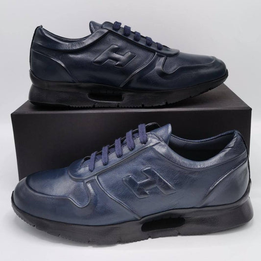Walking Shoes Leather Navy
