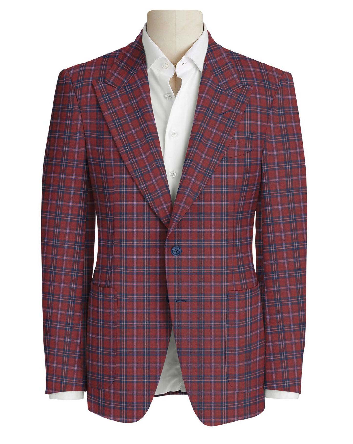 Sport Coat Navy Check on Crimson Red 970-40