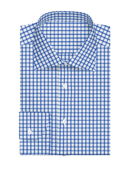 Dress Shirt Thin Blue Plaid 6428