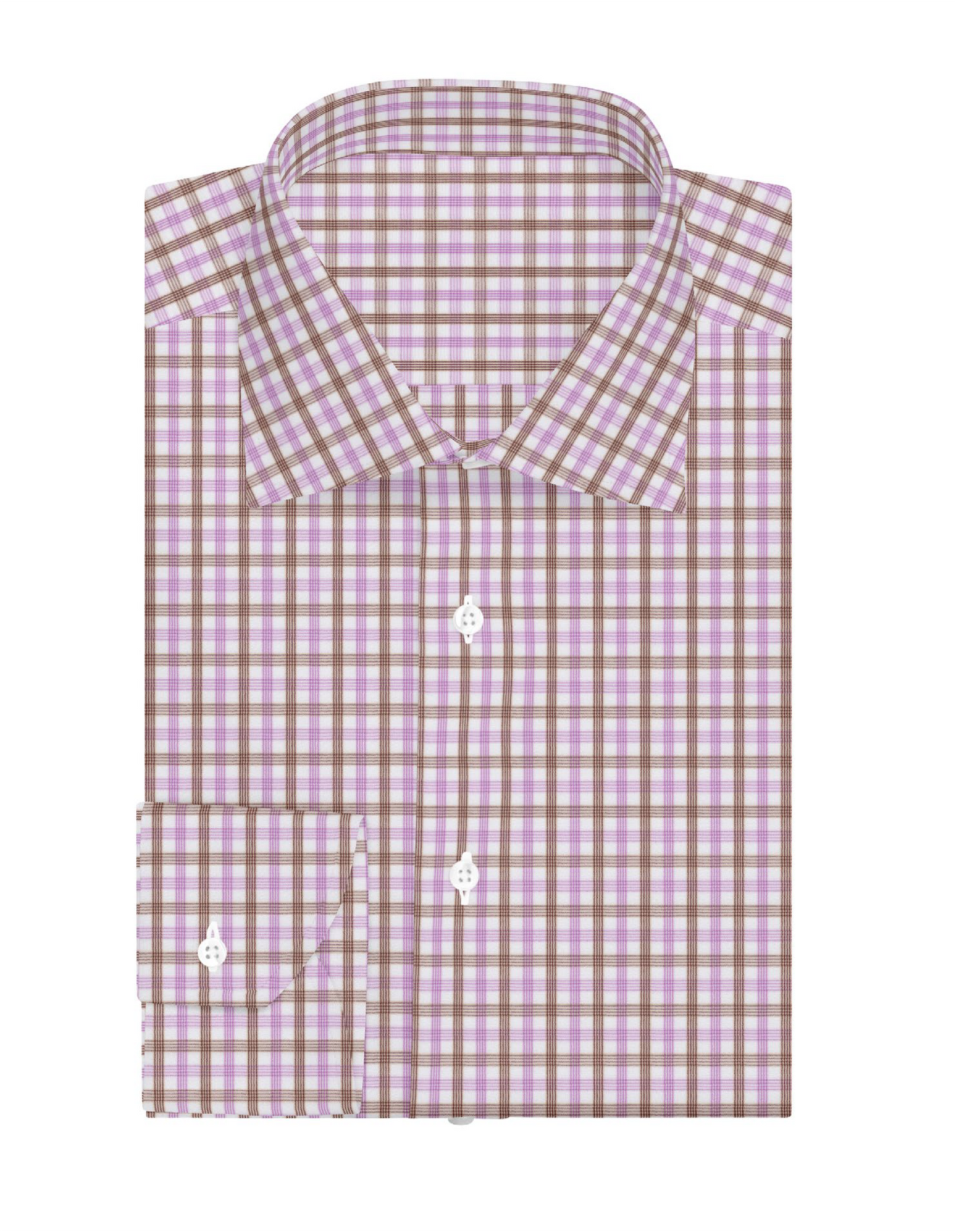 Dress Shirt Brown and Light Purple Plaid 6369