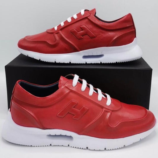 Walking Shoes Leather Red