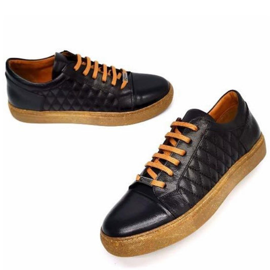 Casual Shoes Leather Black on Gold