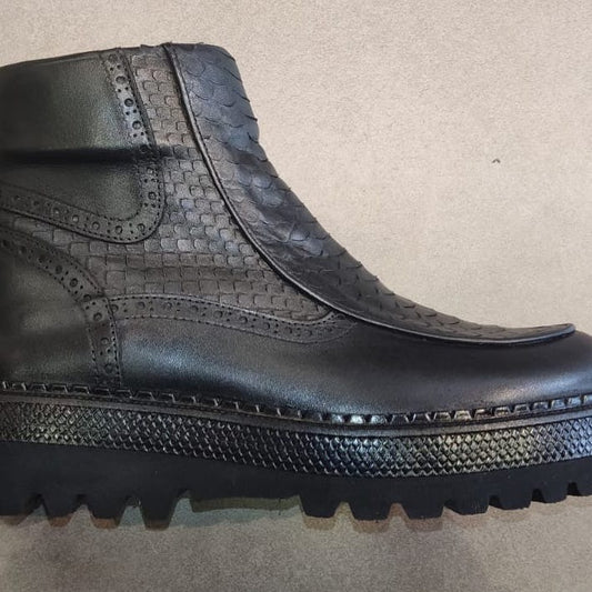 Boots Leather Black Emboss Python