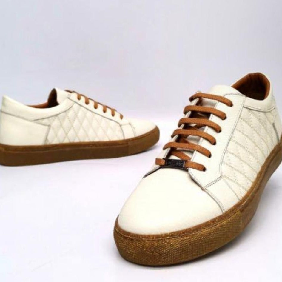 Casual Shoes Leather White on Gold