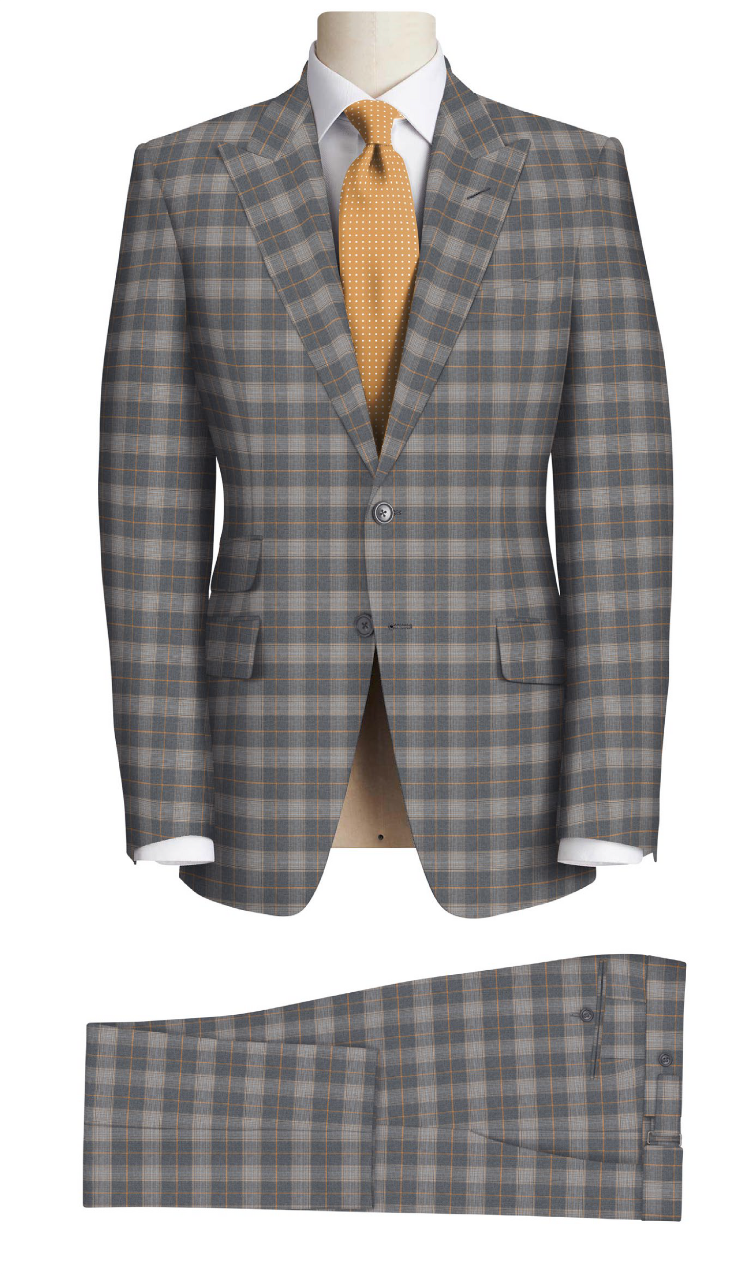 2 Piece Suit Mustard Check on Grey 965-03