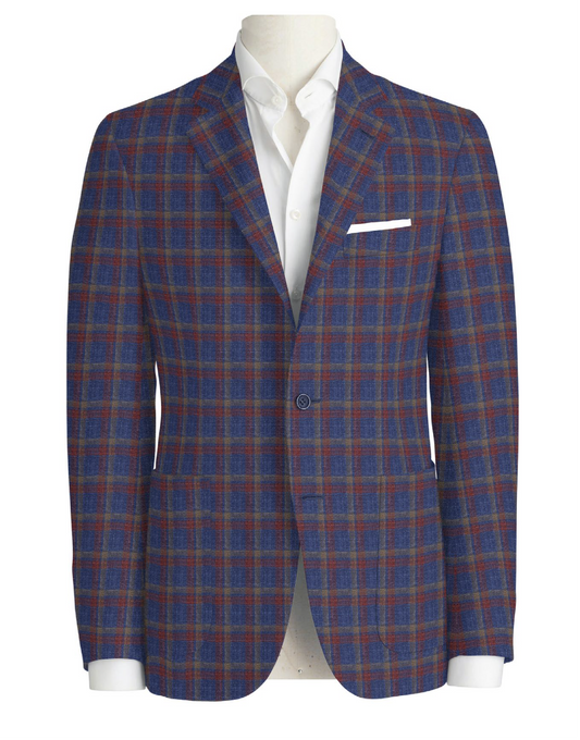 Sport Coat Rust & Taupe Check on Blue 970-05